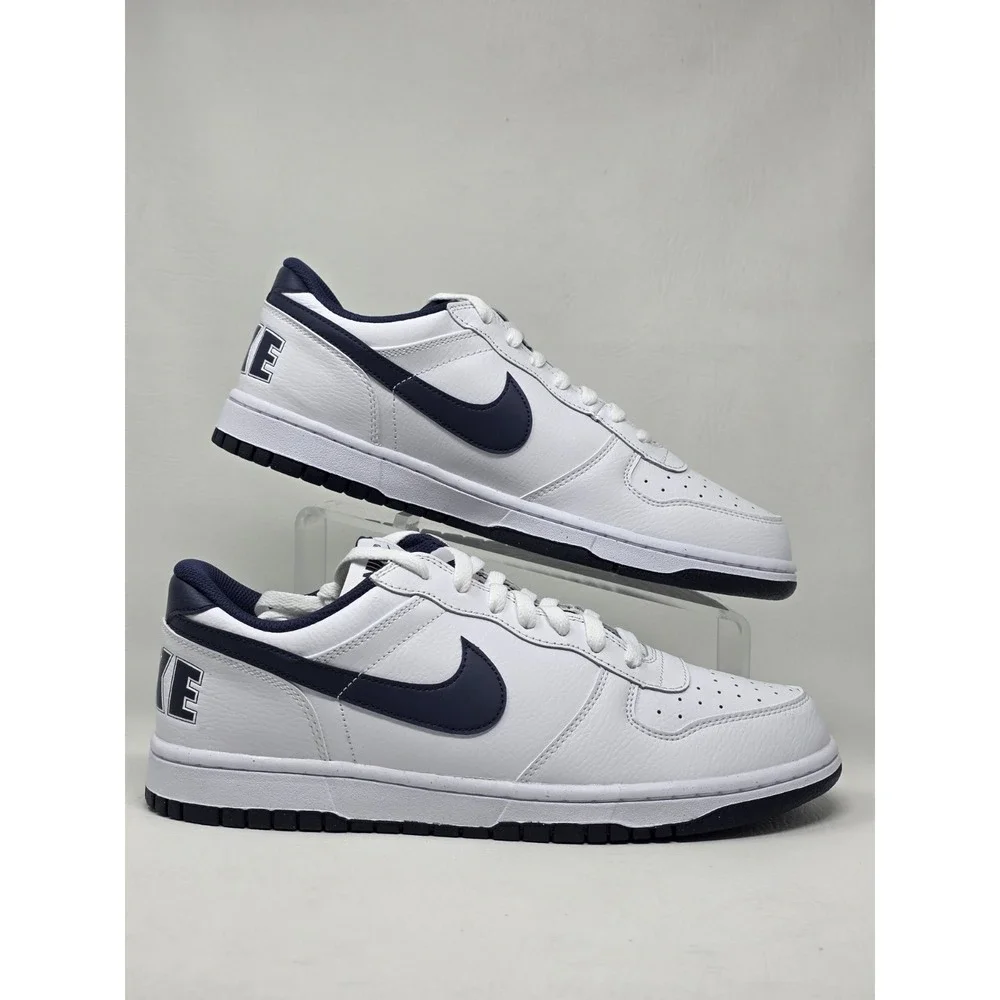 Nike Big Nike Low Size 11.5 Mens White Midnight Navy Basketball 355152-140 New